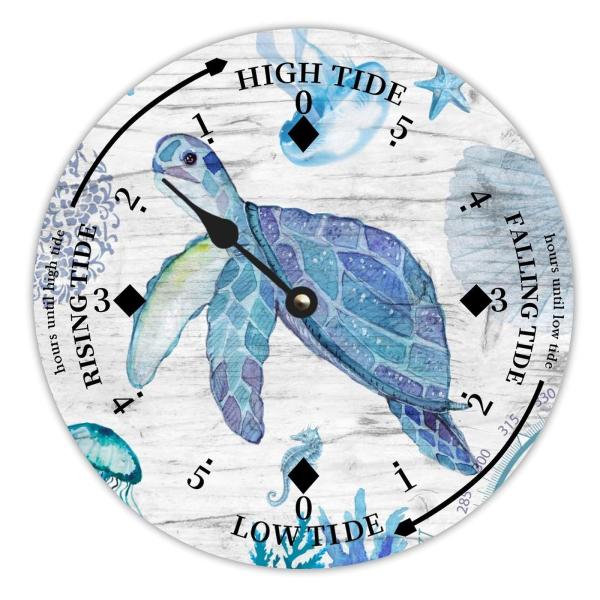 ENEDNATE Ocean Life Farmhouse Wood Tidal Clock Eas...