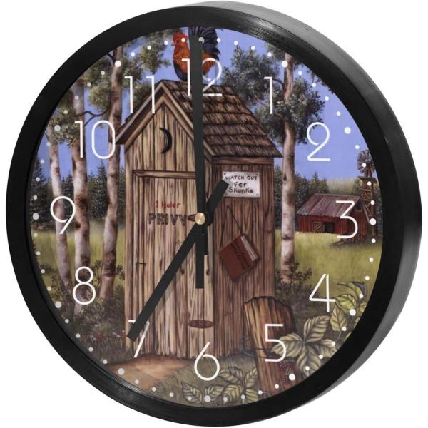 【並行輸入品】Wall Clock  Outhouse Rooster 9.8 Inch Silen...