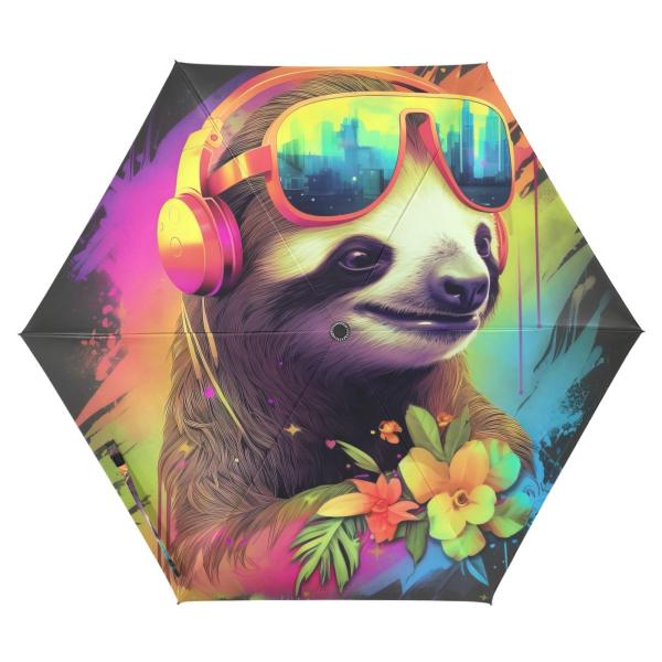 【並行輸入品】ZENWAWA Sloth and Music Travel Umbrella Aut...