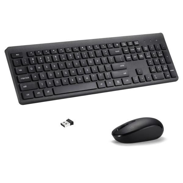 Wireless Keyboard and Mouse Combo, 2.4G Full Size ...