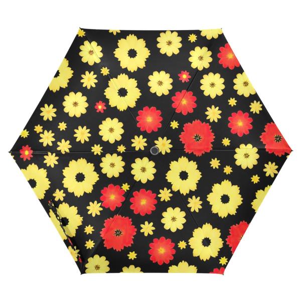 【並行輸入品】ZENWAWA Yellow Red Floral Travel Umbrella A...