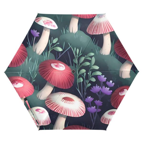 【並行輸入品】ZENWAWA Red White Mushrooms Travel Umbrella...