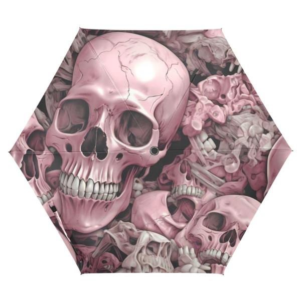 【並行輸入品】ZENWAWA Pink Skull Pile Travel Umbrella Aut...