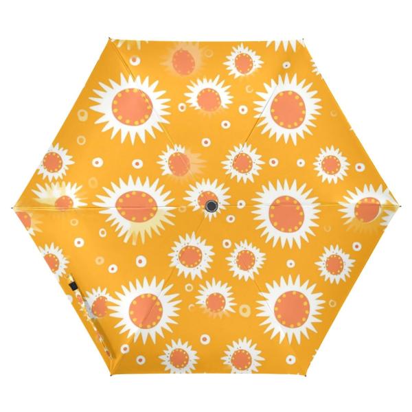 【並行輸入品】ZENWAWA Orange White Flowers Travel Umbrell...