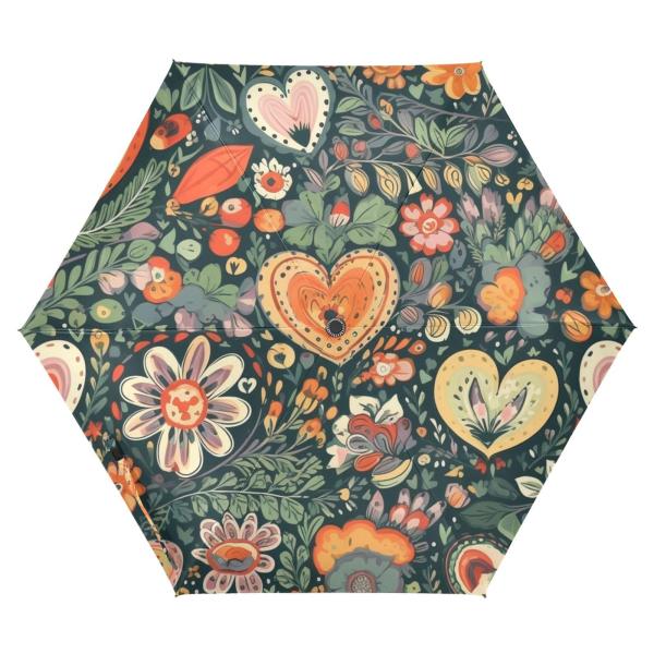 【並行輸入品】ZENWAWA Floral Heart Travel Umbrella Auto O...