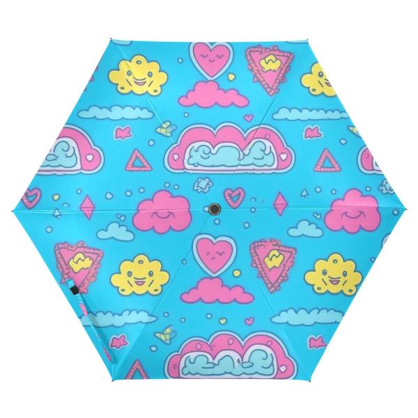 ZENWAWA Cute Cloud Pink Travel Umbrella Auto Open ...