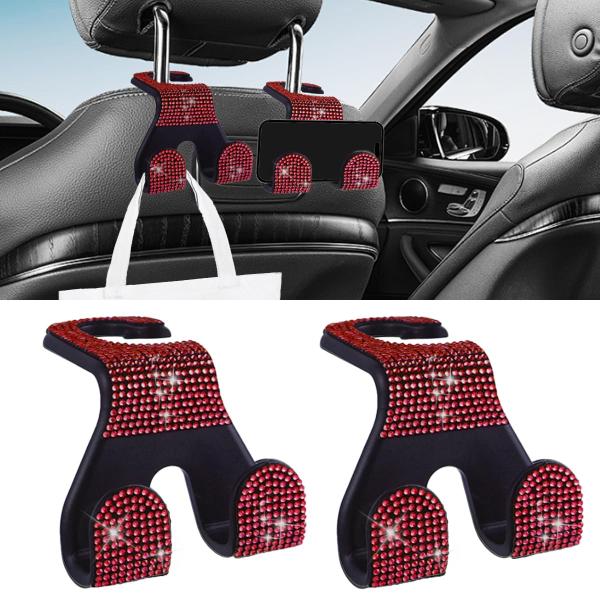 【並行輸入品】LAINLOY 2個 カーシートヘッドレストフック 光沢のあるクリスタルハンガーホルダ...