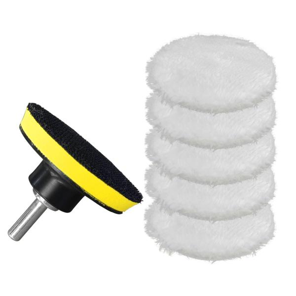 【並行輸入品】3インチウール研磨バフパッド7個、M10ドリルアダプター付きドリルバッファーアタッチメ...