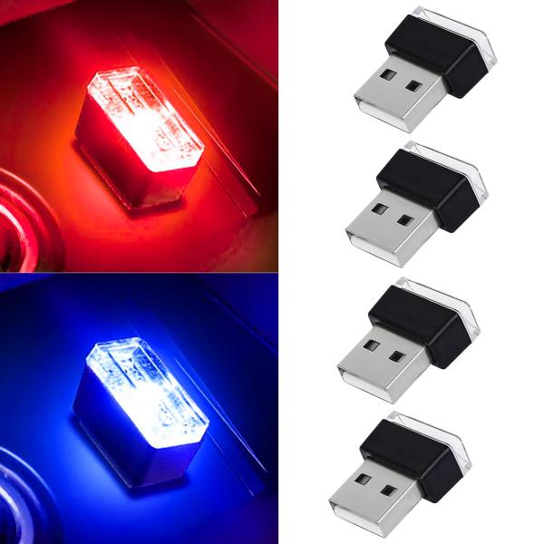 【並行輸入品】4個 USB LED 車内雰囲気ランプ、ポータブルミニオートLED装飾ナイトライト、プ...