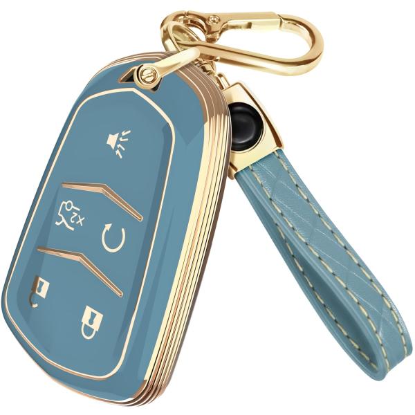 【並行輸入品】キャデラックエスカレードキーフォブカバーとレザーキーホルダー、ATS、CT6、SRX、...