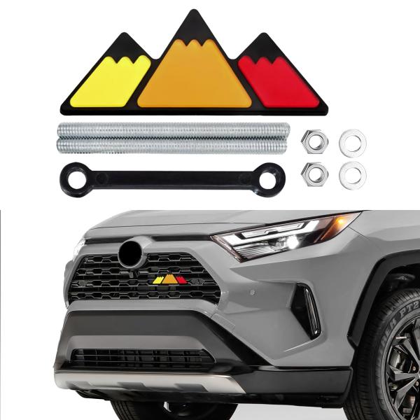 【並行輸入品】Lyxheth 3色グリル装飾バッジ、フロントグリルエンブレム、3色グリルバッジエンブ...