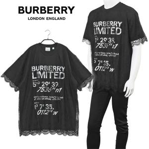 バーバリー BURBERRY レース オーバーレイコーディネートプリント コットンTシャツ 8042696-A1189 BLACK｜importbrand-jp