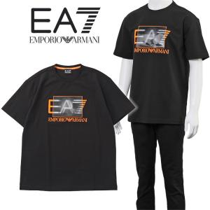 アルマーニ Tシャツ EMPORIO ARMANI EA7 ジオメトリックロゴ 3RPT02-PJNUZ-1200 ブラック/オレンジ