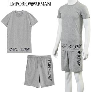 アルマーニ セットアップ EMPORIO ARMANI Tシャツ × スウェット ハーフパンツ スリムフィット 111035/111004-3R755-00948 グレー｜importbrand-jp