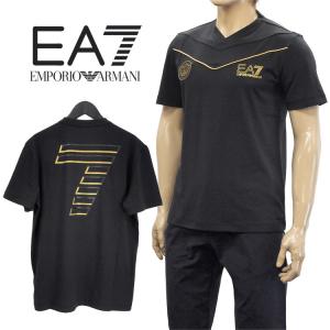 エンポリオアルマーニ EA7 VネックTシャツ メンズ バックプリント 3ZPTA6-PJL2Z-1200 ブラック セール