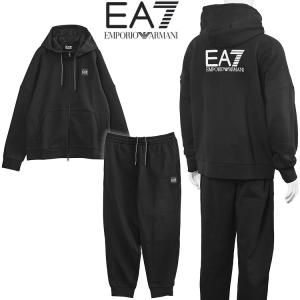 エンポリオアルマーニ EA7 セットアップ 上下セット 裏起毛 トラックスーツ 7M000914-AF10377-MC317 ブラック スウェット パーカー パンツ