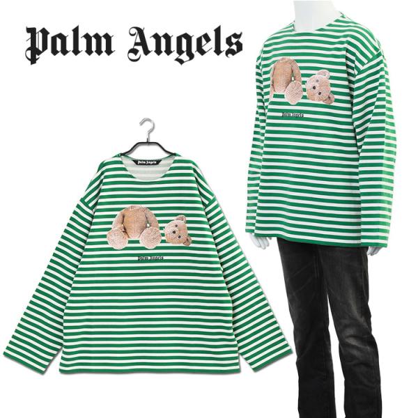 Palm Angels ロンT ベア ブルトン ストライプ 長袖Tシャツ PMAB027S22JER...