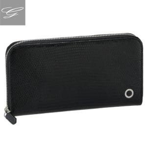 ブルガリ/BVLGARI 財布 メンズ リザードスキン×カーフレザー ラウンドファスナー長財布 BLACK 284400-0027-0003