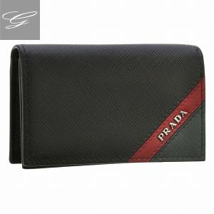 プラダ/PRADA 名刺入れ メンズ 型押しカーフスキン カードケース ブラック レッド 2MC122-2EGO-VE3｜importbrandgrace