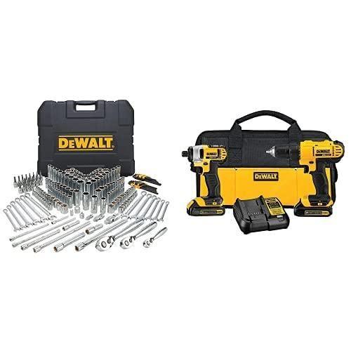 DEWALT メカニックツールセット、ドリル/ドライバー＆インパクトドライバーコンボキット (DCK...