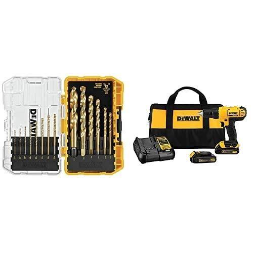 DEWALT 20V Max コードレスドリル/ドライバーキット、コンパクト、1/2インチ、14ピー...