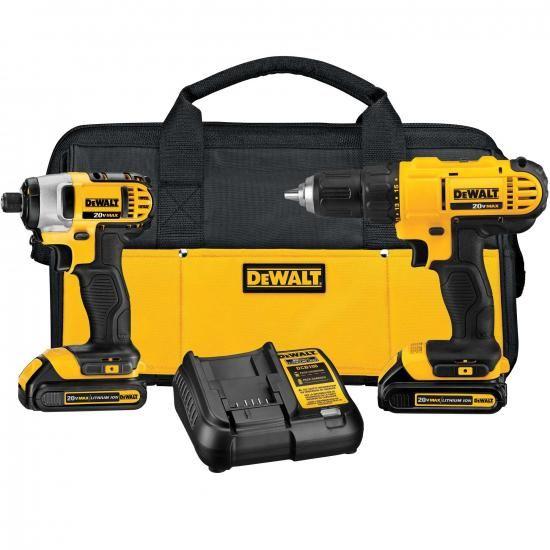 DEWALT 20V MAX コードレスドリル＆インパクトドライバー、バッテリー2個と充電器付き電動...