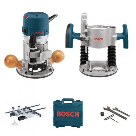 Bosch 1617EVSPK 12アンペア 2-1/4馬力 プランジおよび固定ベース可変速度ルータ...