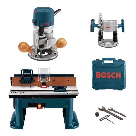 BOSCH 1617EVSPK 木工ルーターツールコンボキット - 2.25馬力プランジルーター＆固...