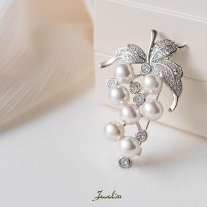 パール ブローチ 真珠ブローチ フォーマル ブドウ 葡萄 ぶどう あこや