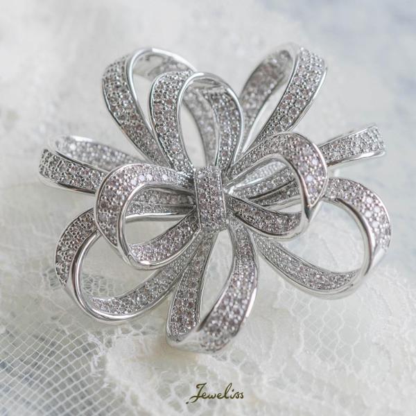 Jeweliss ヴィクトリアーノ クリスタル リボン ブローチ ジュエリス アクセサリー セレモニ...