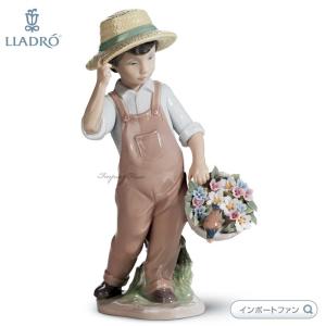 リヤドロ 楽しいお友達 花かご 小鳥 少年 置物 010006824 LLADRO ギフト プレゼント  □｜importfan