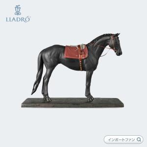 リヤドロ イングリッシュサラブレッド 馬 ブラック 動物 01009469 LLADRO English Purebred Horse □