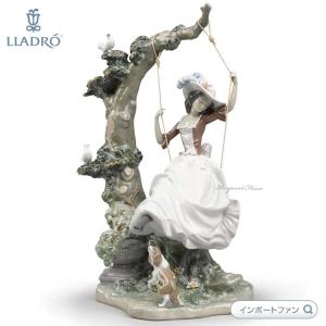 リヤドロ 夢にゆられて女性 犬 キャバリア 鳩 ハト 置物 01009163 LLADRO ギフト プレゼント｜importfan