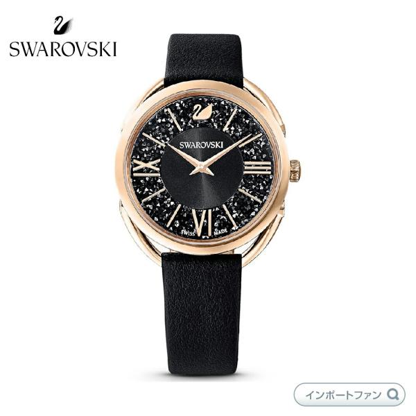 スワロフスキー クリスタライン グラム レザーストラップ ウォッチ 腕時計 ブラック 5452452...