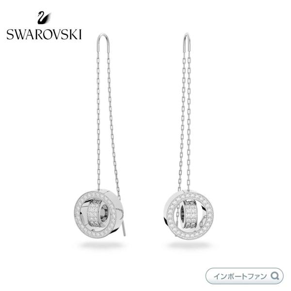 スワロフスキー ホロウ ドロップピアス ロング ホワイト 5636435 Swarovski □