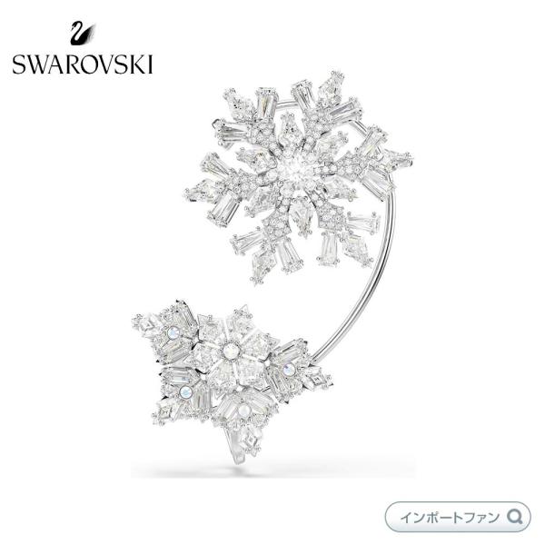 スワロフスキー Idyllia イヤーカフ シングル ミックスカット スノーフレーク ホワイト ロジ...