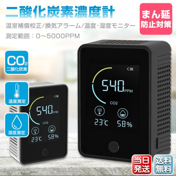 CO2センサー 二酸化炭素濃度計測器 日本語画面表示 モニター 二酸化炭素 濃度計 測定器 まん延防...