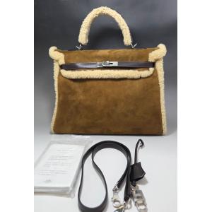 HERMES(エルメス）/ムートンケリー/35cm/マロン/ ドブリス/ シルバー金具【Ａランク】