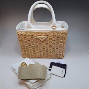 プラダ PRADA カゴバッグ ホワイト/ベージュ/新品｜importleon