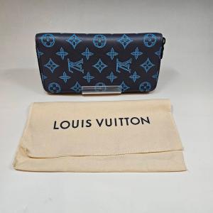 LOUIS VUITTON ジッピーウォレット ヴェルティカル ラウンドファスナー 長財布 モノグラム シャドウ ネイビー M82322