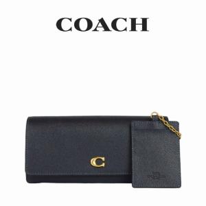 コーチ COACH アウトレット レディース 財布 かぶせ長財布 長財布 CH803 B4BHP(ブラス×ミッドナイト ネイビー) ネイビー｜importlotus