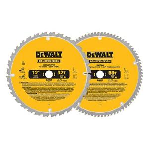 DEWALT 12-Inch Miter Saw Blade, Crosscutting, Tungsten Carbide, 80-Tooth, 2-Pack (DW3128P5)｜importselection