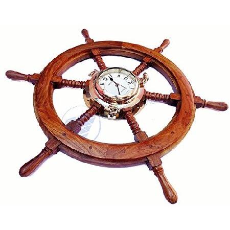 プレミアムNautical Decor Ship Wheel |真鍮舷窓時計| Nagina Int...