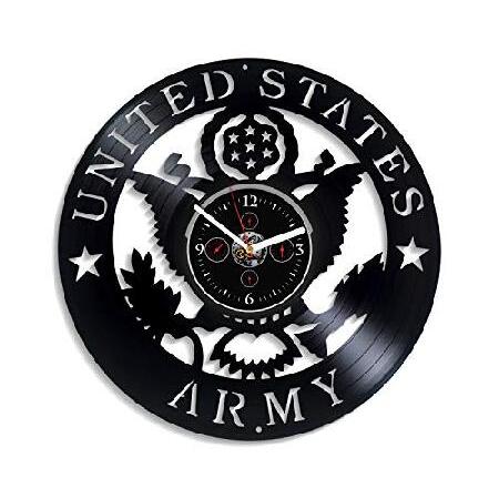 Kovides アメリカ合衆国 陸軍 壁掛け時計 ビンテージ ビニール レコード レトロ 壁時計 大...