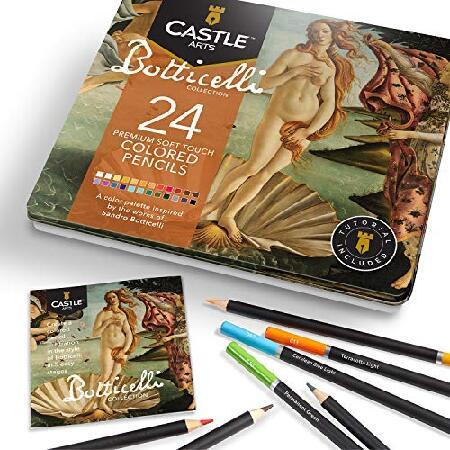 Castle Artsテーマ24色鉛筆セット、ブリキボックス入り、完璧な「Botticelli」から...