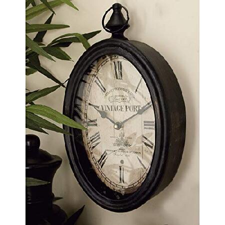Metal Wall Clock (Set of 2) Black Farmhouse Oval I...