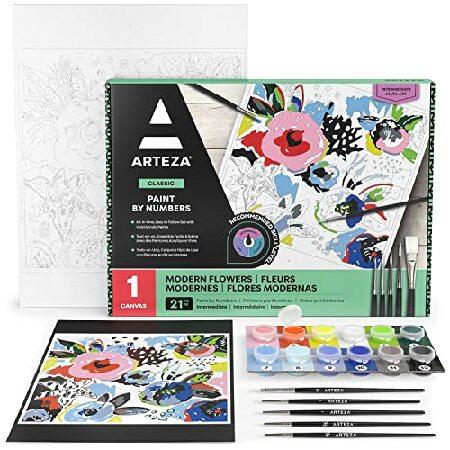 Arteza Paint by Numbers Kit, Modern Flowers Canvas...