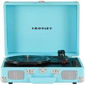 Crosley CR8005DP-TQ1 Cruiser Plus Vintage 3-Speed Bluetooth in/Out Suitcase Turntable, Turquoise｜importselection