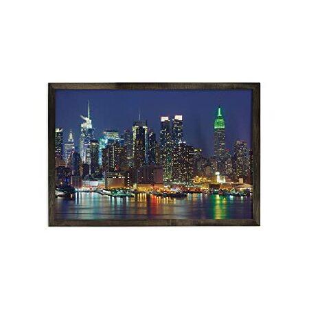 Ambesonne New York Framed Wall Art, NYC Midtown Sk...