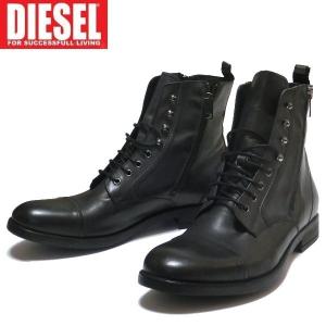 ディーゼル DIESEL レザー レースアップ ブーツ メンズ ブラック D
